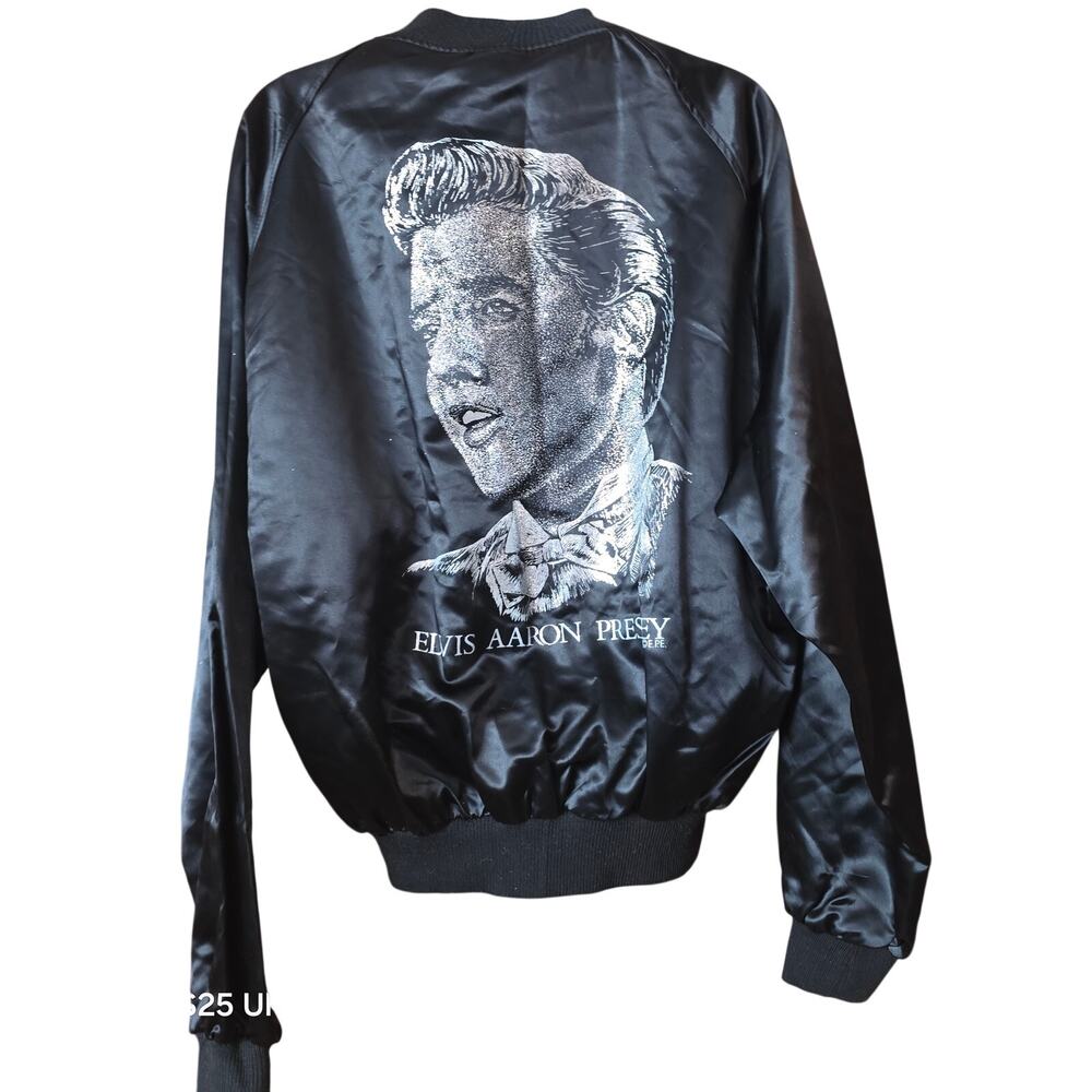 Vintage 70s Elvis Presley, King of Rock and Roll, diamond dust‎ zip up sz L